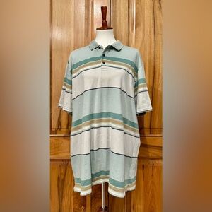 Prana Striped Polo Shirt - Super Soft - Cool Coastal Tones - EUC - XXL